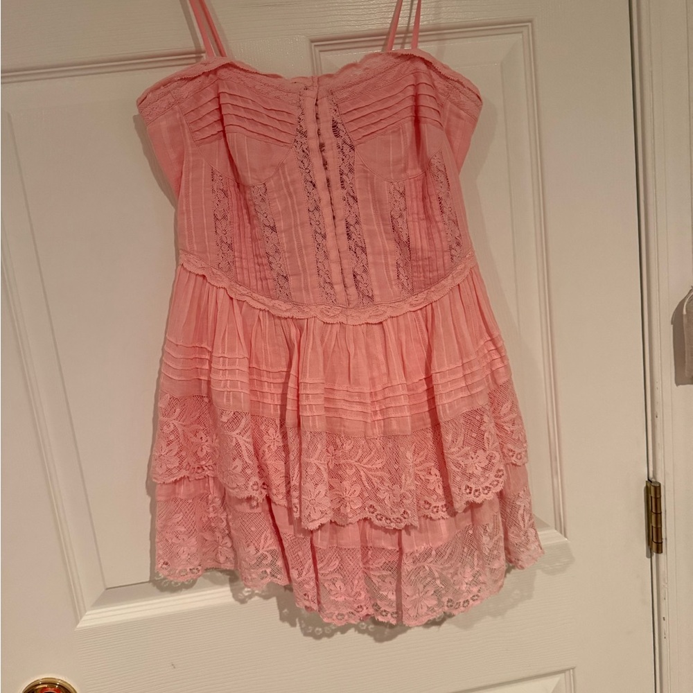 LoveShackFancy NEW Charming Pink Lace  Dress